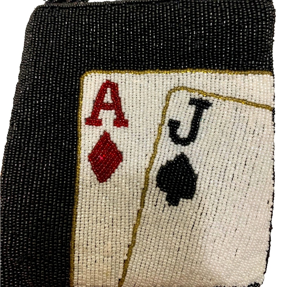 Vegas Beaded Playing Card Crossbody Handbag/ Purse